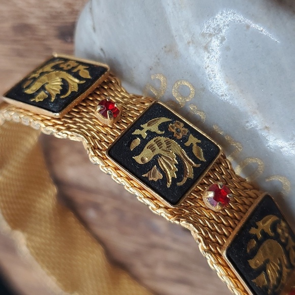 B2816 Spanish demascene ruby BRACELET made in RADI SPAIN no other‎ like it mesh - Picture 4 of 5